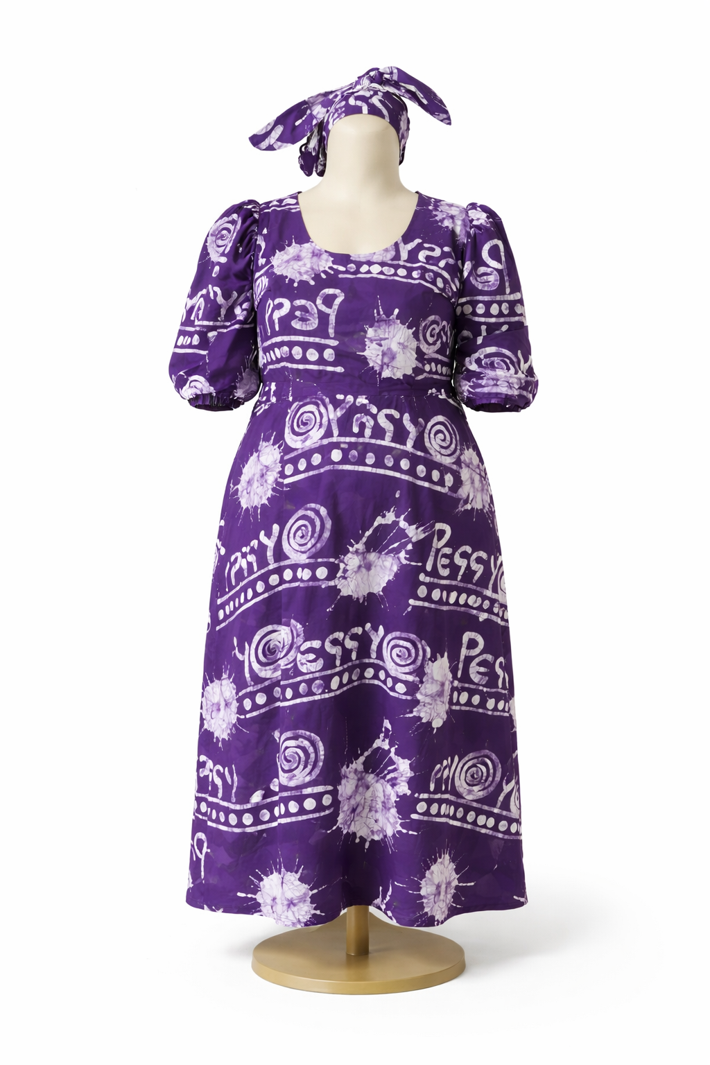 Royalty Tie-Dye Dress Set (Dress + Matching Headwrap)